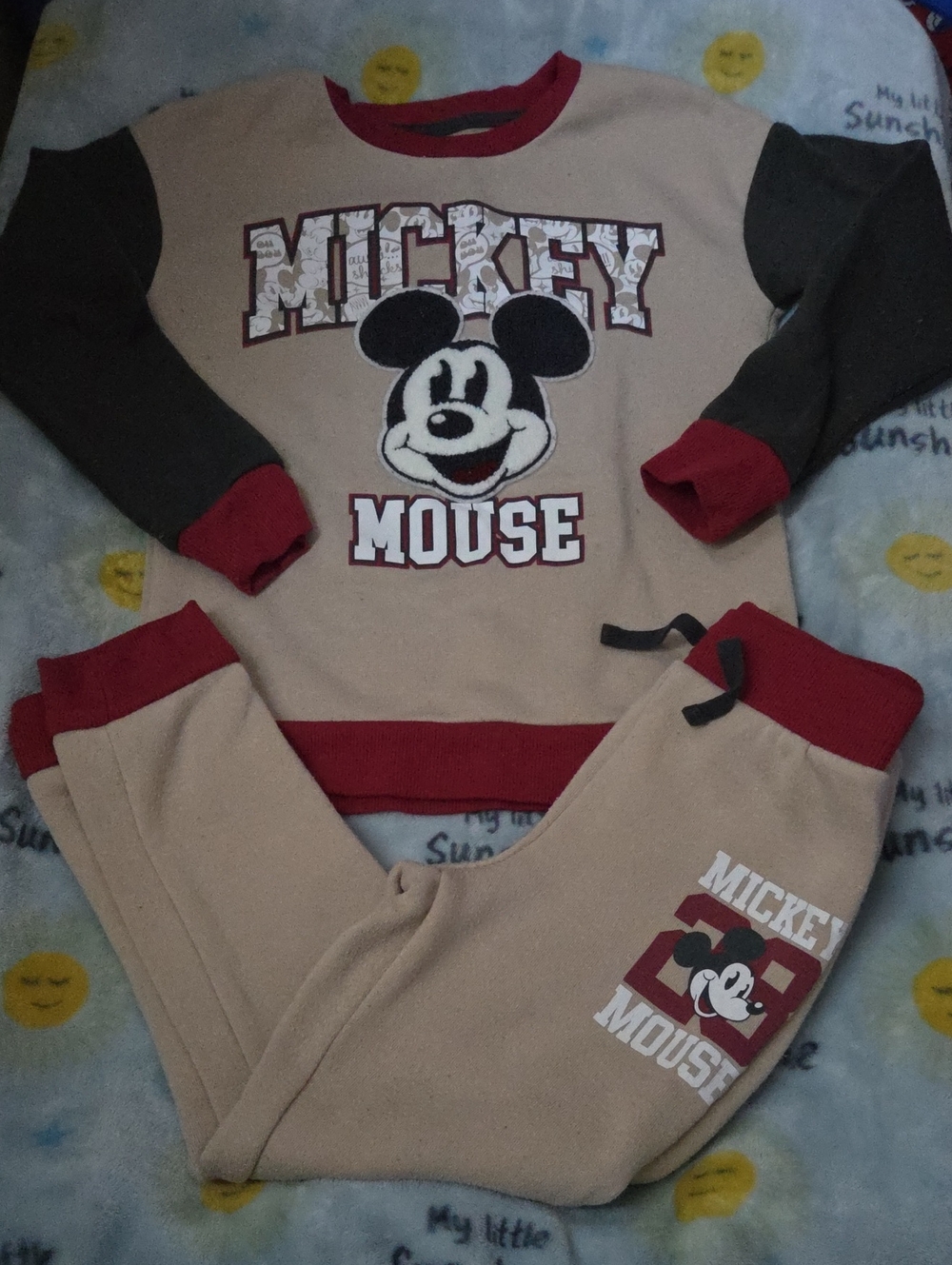 Disney Kids Beige and Red Mickey Mouse Matching Set